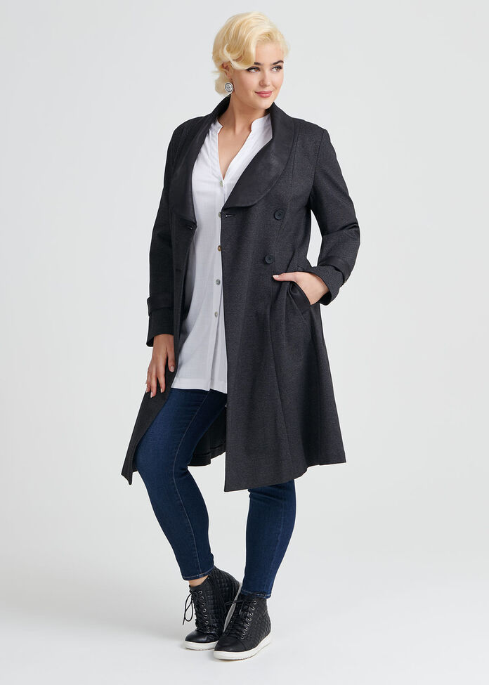 Herringbone Ponte Coat, , hi-res