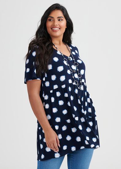 Plus Size Bamboo Ikat Spot Top