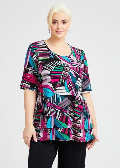 Plus Size Bamboo Floral Geo Top