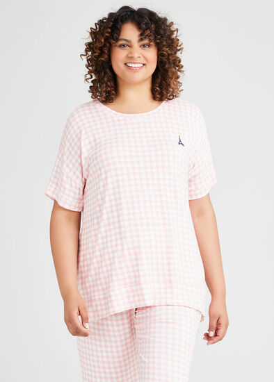 Plus Size Bamboo Gingham Pyjama Top