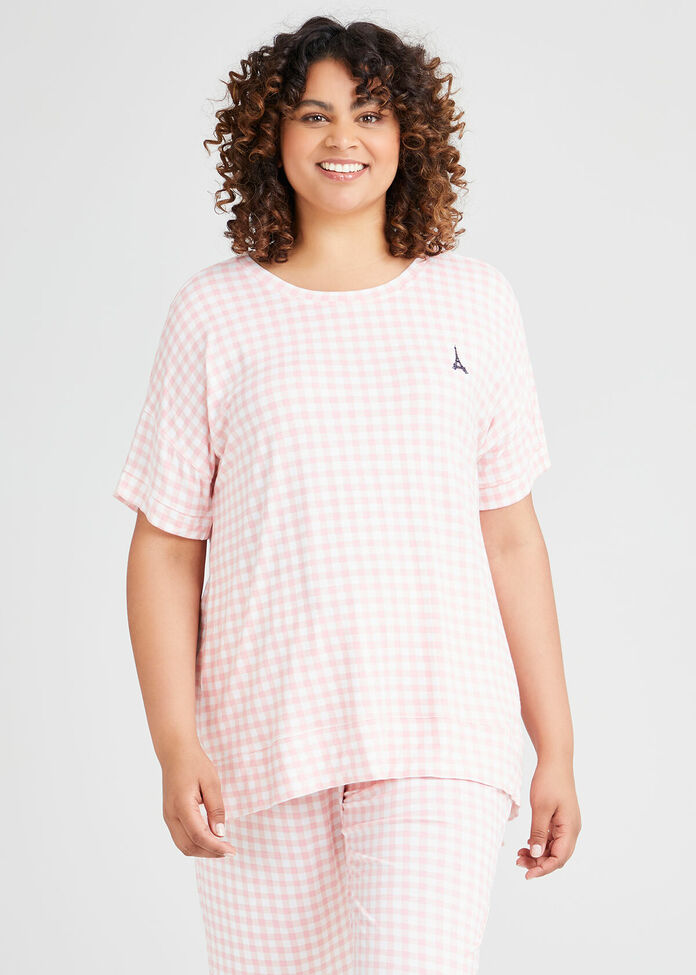 Bamboo Gingham Pyjama Top, , hi-res