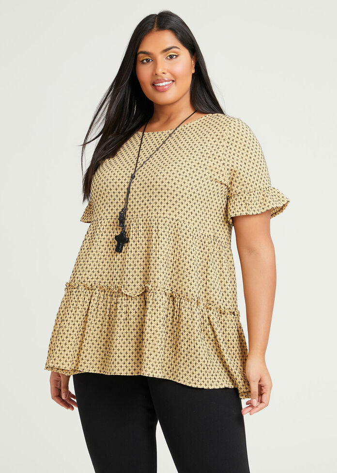 Cotton Cross Jacquard Top, , hi-res