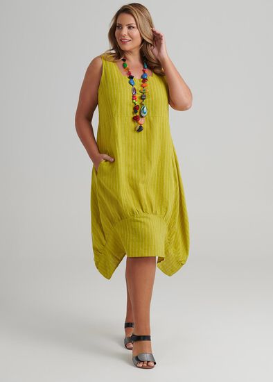 Plus Size Linen Stripe Dress