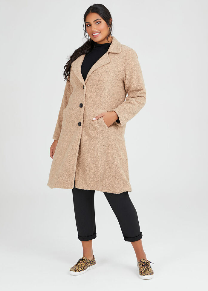 Teddy Boucle Coat, , hi-res