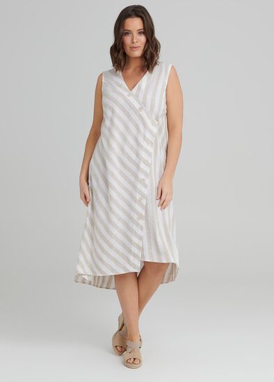 Plus Size Santo Stripe Linen Dress