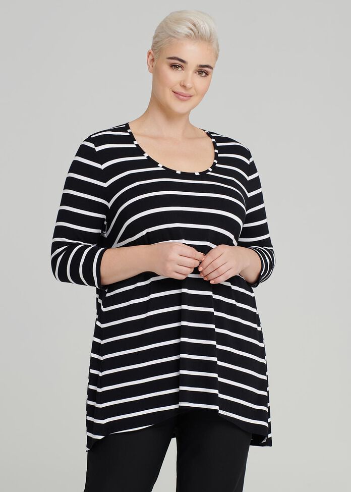 Cora Linear 3/4 Sleeve Top, , hi-res