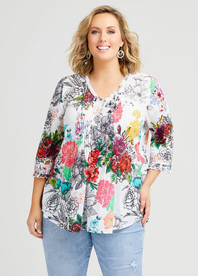 Plus Size Cotton Floral Top