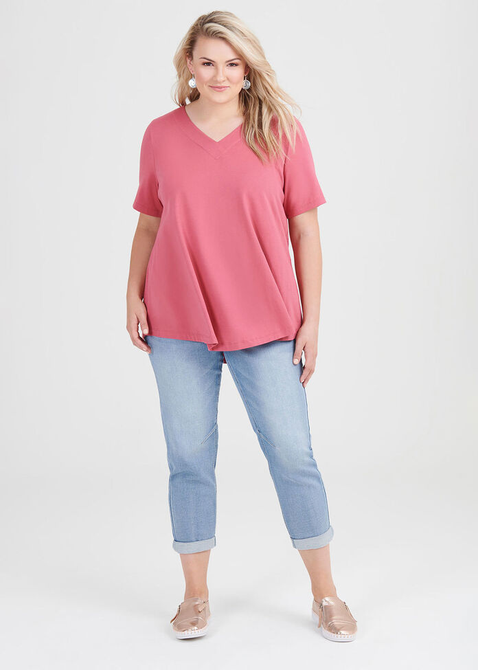 Organic V-neck Swing Basic Tee, , hi-res