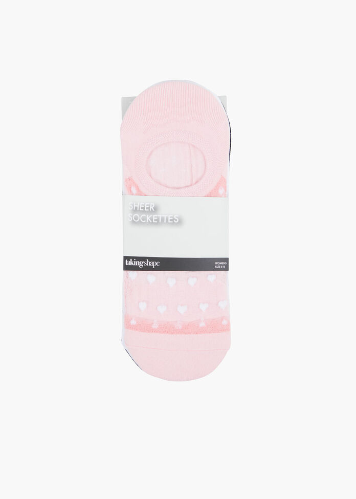 Set/3 Sheer Heart Socks, , hi-res