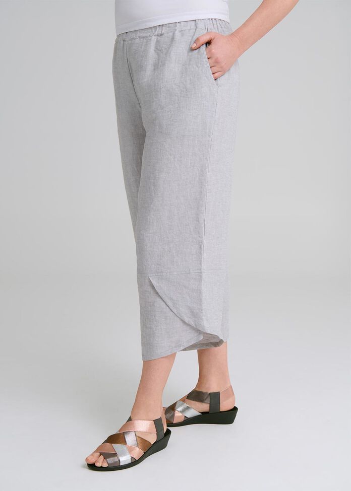 Aj Linen Crop Pant, , hi-res