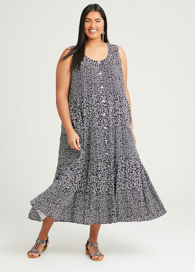 Plus Size Natural Ditsy Maxi Dress