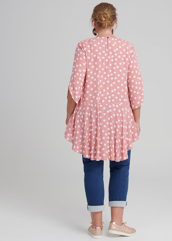 Polka Dot Ruffle Tunic, , hi-res