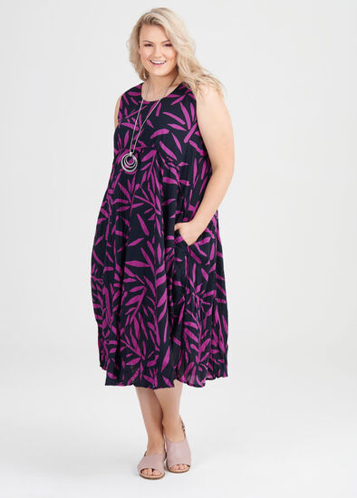 Plus Size Cotton Leaf Dress