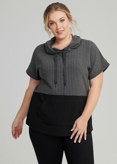 Plus Size Spliced Cowl Top