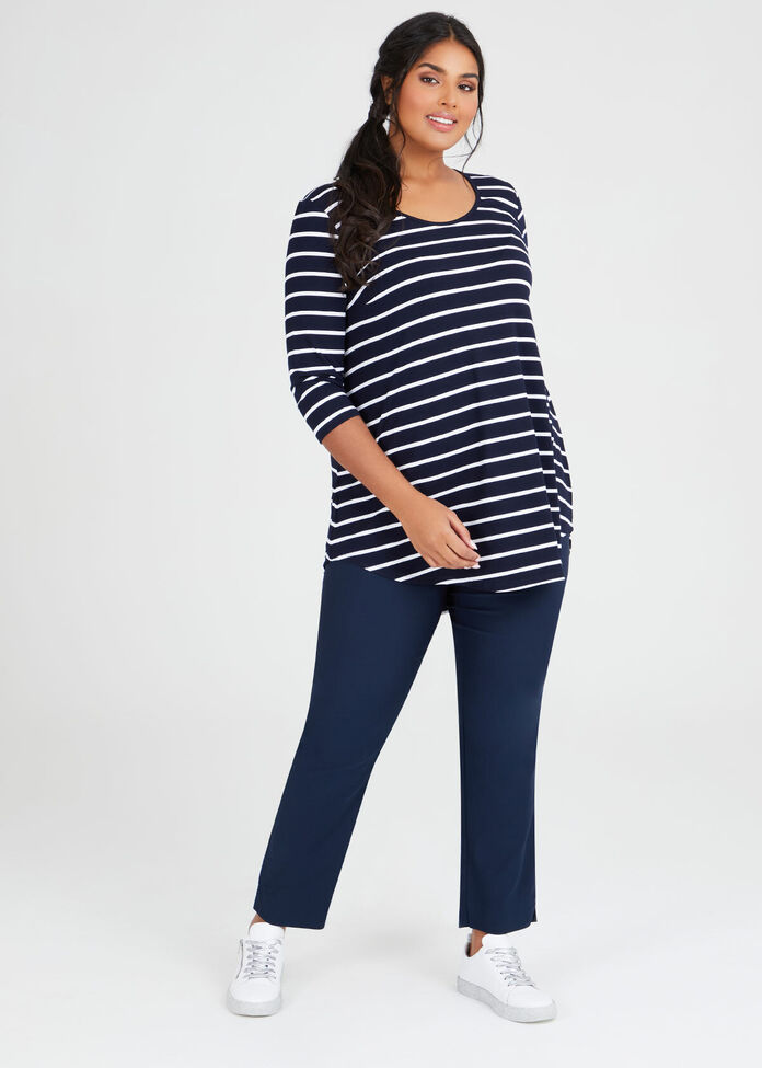 Bamboo Stripe 3/4 Sleeve Top, , hi-res