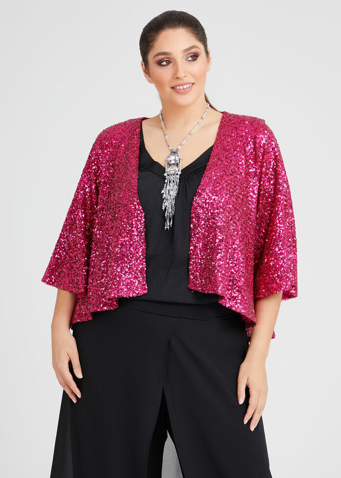 Sparkle Sequin Lined Shrug, , hi-res