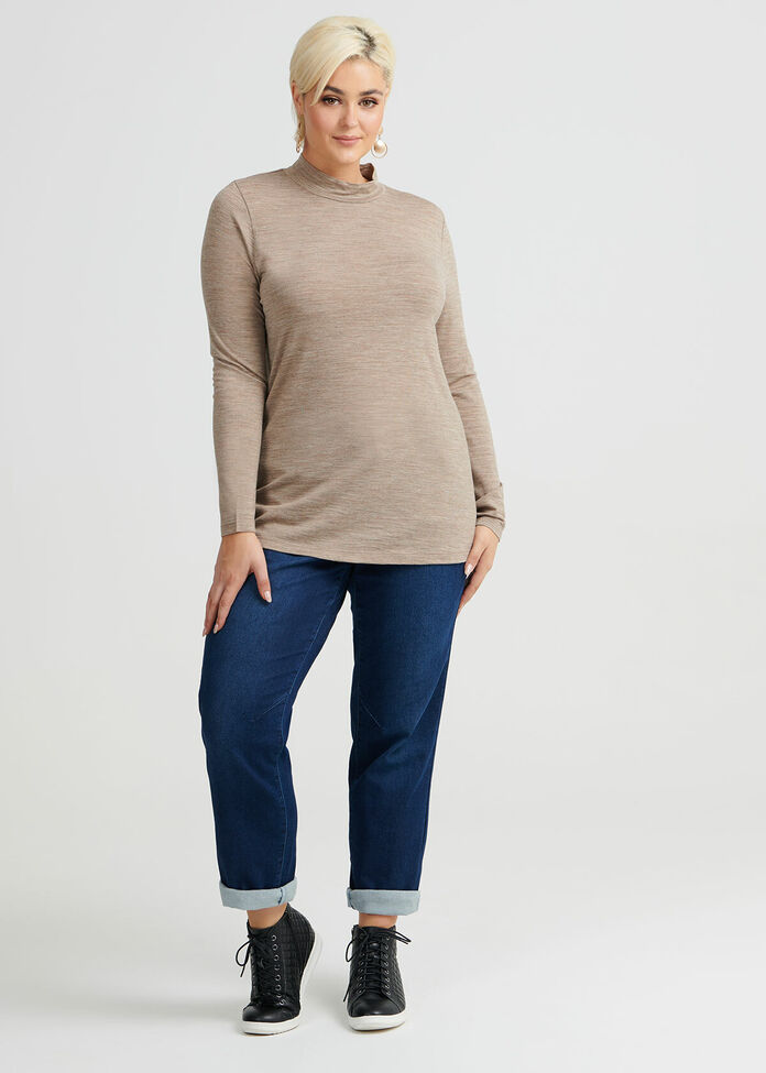 Wool Bamboo Mock Neck Top, , hi-res