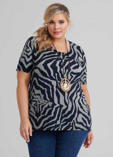 Plus Size Zebra Stripes Top