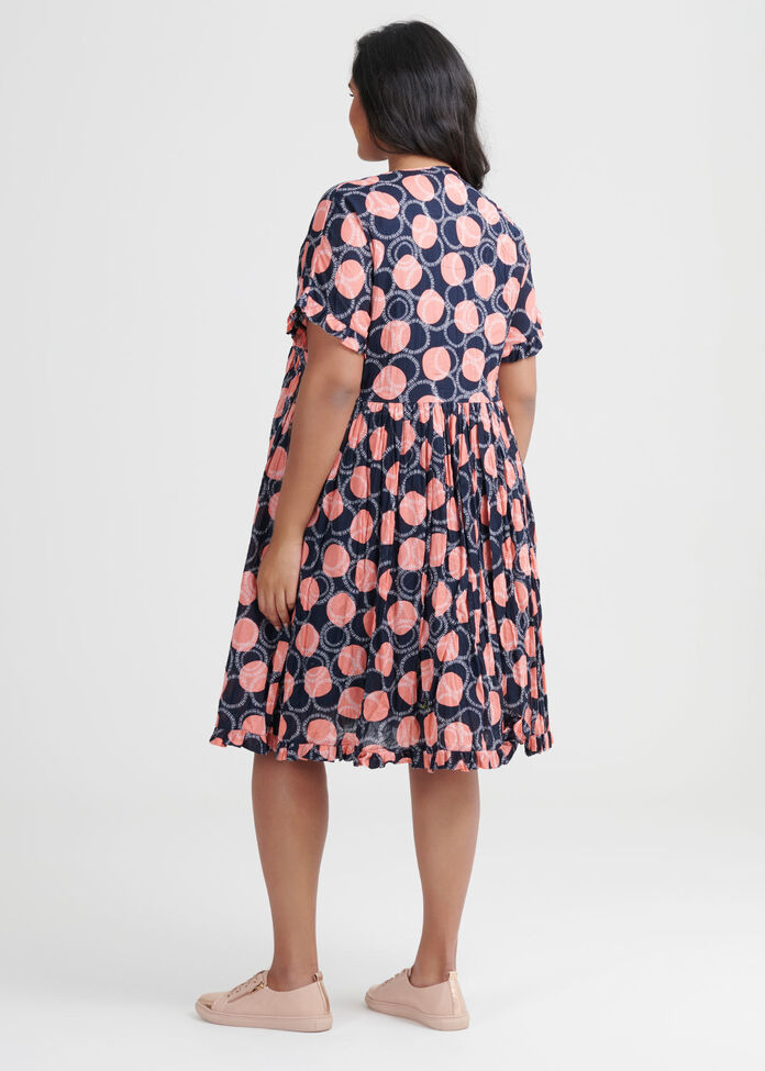 Cotton Graphic Spot Dress, , hi-res