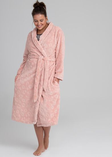 Plus Size Fluffy Spot Dressing Gown