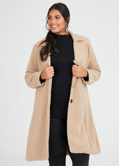 Plus Size Teddy Boucle Coat