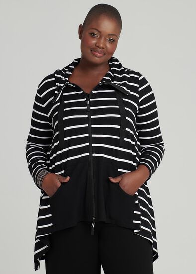 Plus Size Out & About Stripe Cardi