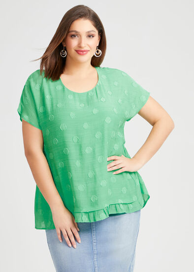 Plus Size Natural Dobby Spot Top