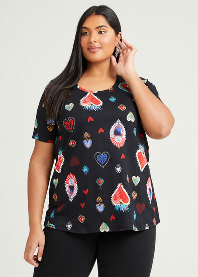 Plus Size Organic Magic Hearts Print Top