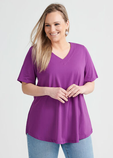 Plus Size Organic V-neck Swing Basic Tee