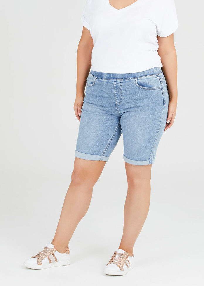 Bamboo Cuff Denim Short, , hi-res