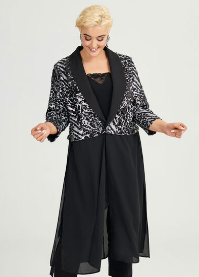 Plus Size Sequins Glitter Jacket