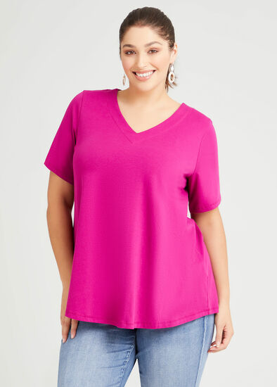 Plus Size Organic V-neck Swing Basic Tee