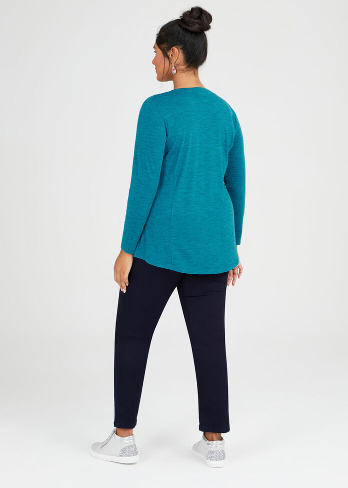 Wool Bamboo V-neck Top, , hi-res