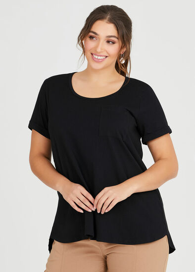 Plus Size Organic Cuff Pocket Tee