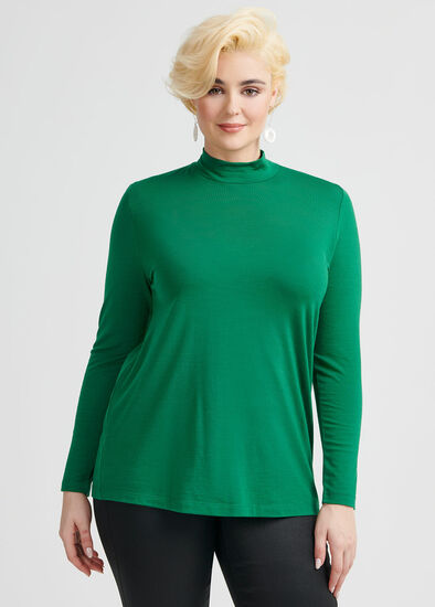 Plus Size Wool Bamboo Mock Neck Top