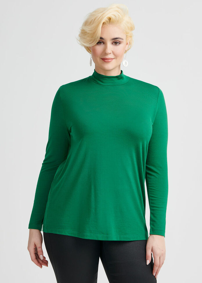 Wool Bamboo Mock Neck Top, , hi-res