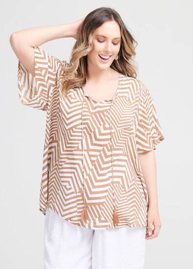 Plus Size Natural Tribal Print Top