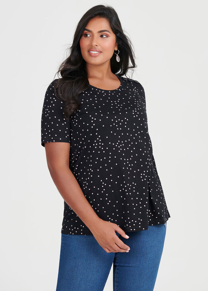 Cotton Mix Stars Top, , hi-res