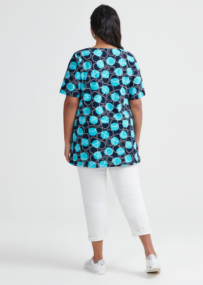 Cotton Graphic Circles Top, , hi-res