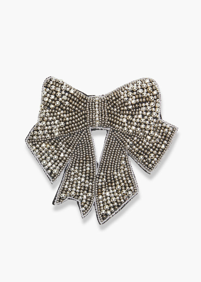 Beaded Bow Brooch, , hi-res