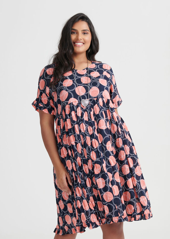 Cotton Graphic Spot Dress, , hi-res