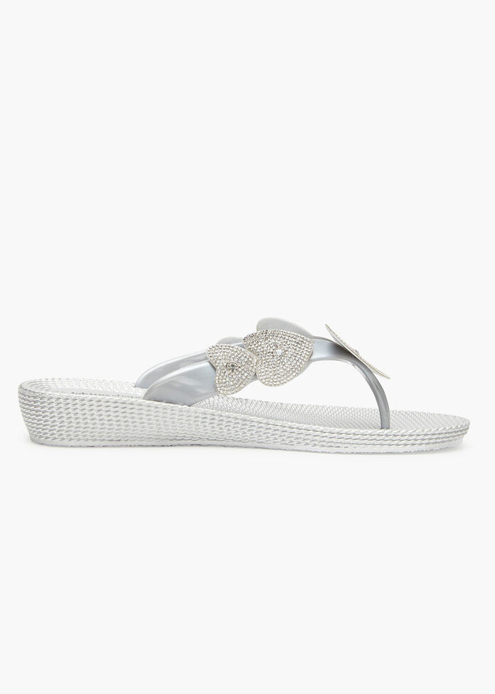 Bling Heart Wedge Jelly Sandal, , hi-res