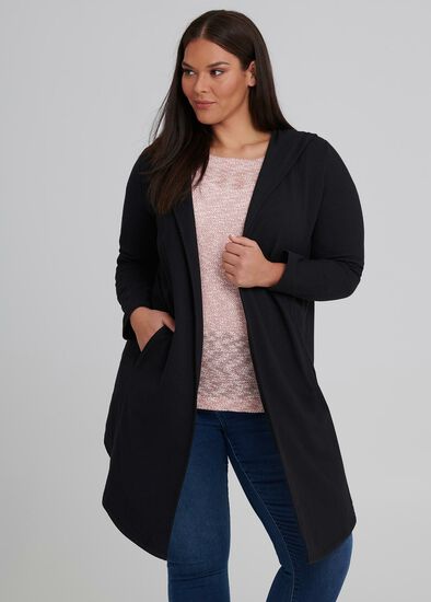 Plus Size Chic Hooded Cardi