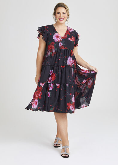 Rambling Rose Tier Midi Dress, , hi-res