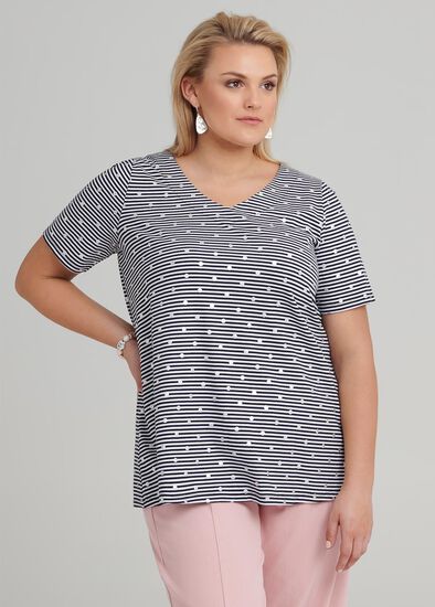 Plus Size Mini Stripe And Spot Top