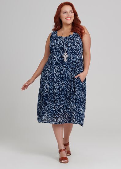 Plus Size Shibori Swirls Dress