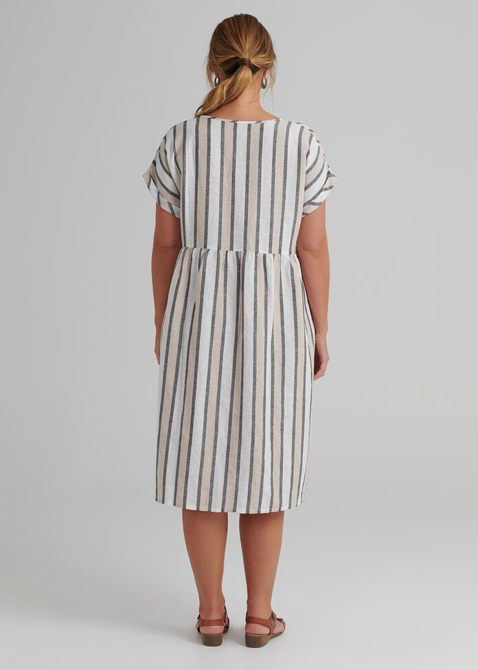 Stripe Linen Dress, , hi-res