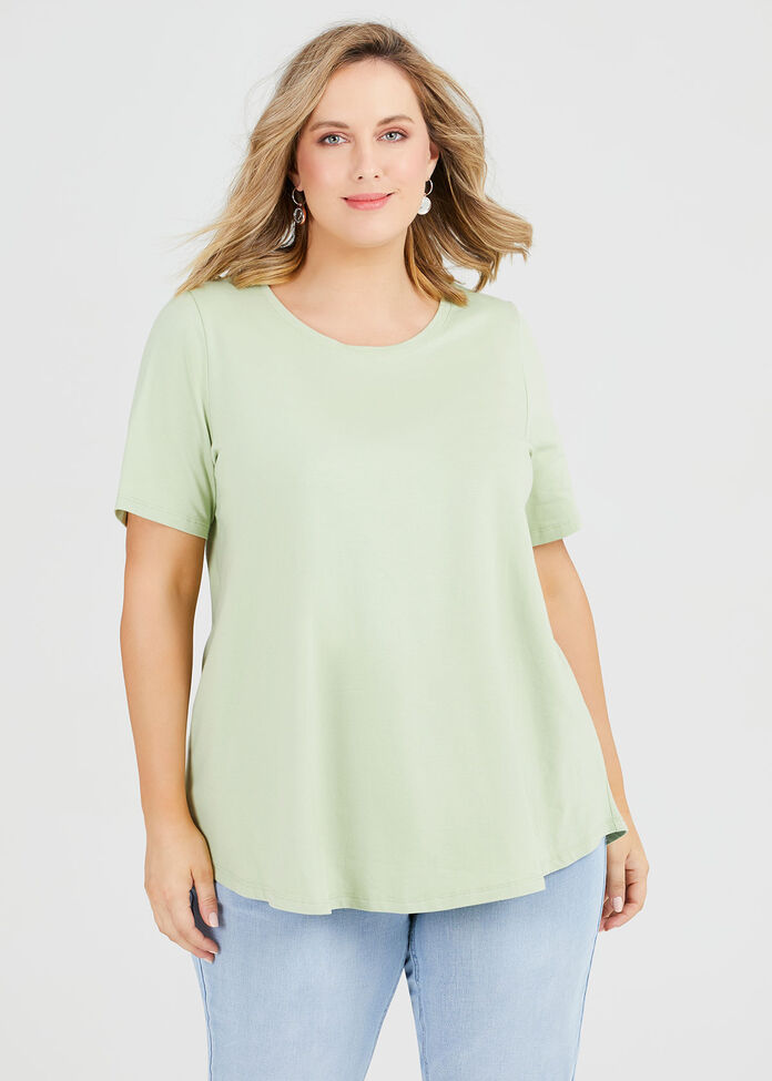Organic Crew Swing Basic Tee, ALOE VERA, hi-res