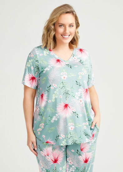 Plus Size Bamboo Garden Pyjama Top