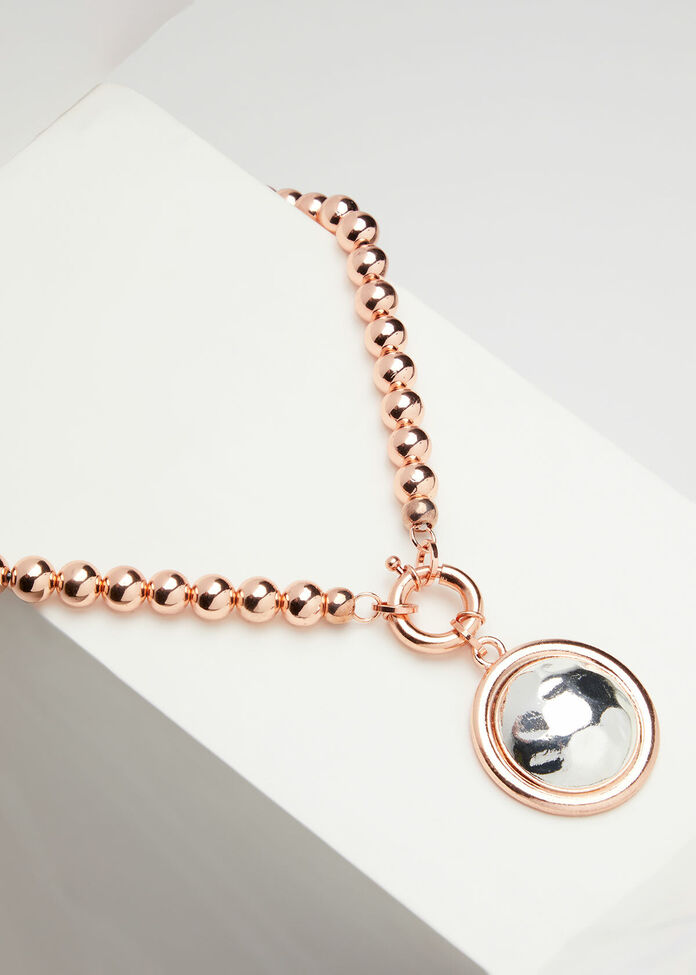 Short Rose Gold Pendant Necklace, , hi-res